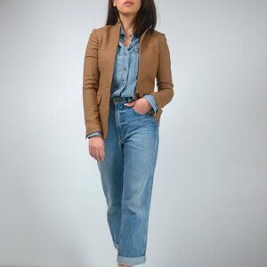 J. Crew Tailored Regent Blazer in Wool, Tan Camel Fitted Suit Jacket, sz 00